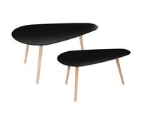 Lot de 2 Tables Basses gigogne en Bois Noir et Pieds en Bois d'Hévéa - Atmosphera