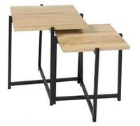 lot de 2 tables basses gigogne plateau MDF aspect bois piètement métal - ELIAS - ALTOBUY Marron G