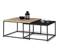 Lot de 2 tables basses gigognes BOSTON 60/70 métal noir et bois design industriel Multicolore G