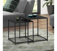Lot de 2 tables basses gigognes DAVIS 40/45 en métal noir mat design industriel