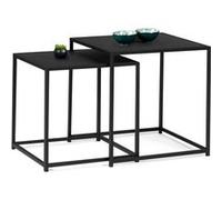 IDMarket Tables basses gigognes DAVIS 40/45 en métal noir mat design industriel – Lot de 2