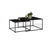 Lot de 2 tables basses gigognes DAVIS 60/70 en métal noir mat design industriel