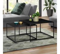 Lot de 2 tables basses gigognes DAVIS 60/70 en métal noir mat design industriel