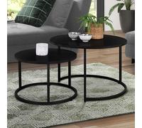 IDMarket - Lot de 2 Tables Basses gigognes Davis Rondes 54/70 en métal Noir Mat Design Industriel