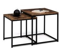 Lot De 2 Tables Basses Gigognes Dayton 40/45 Plateau Épais Effet Vieilli Design Industriel Marron