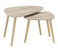 HomCom Lot de 2 tables basses gigognes design scandinave, pieds et plateaux en bois, aspect naturel