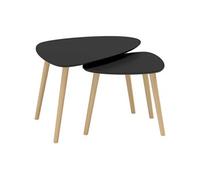 Lot de 2 tables basses gigognes design scandinave forme triangle de reuleaux bois MDF noir