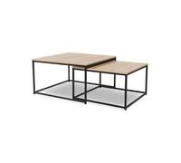 IDMarket Lot de 2 tables basses gigognes DETROIT 60/70 design industriel Marron