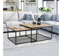 IDMarket Lot de 2 tables basses gigognes DETROIT 60/70 design industriel Marron