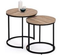 IDMarket - Lot de 2 Tables Basses gigognes Detroit Rondes 40/45 Design Industriel
