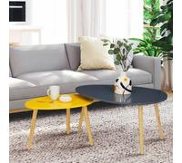 IDMarket - Lot de 2 Tables Basses gigognes Gaia laquées Gris Jaune scandinave