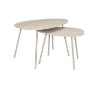 Lot de 2 Tables Basses Gigognes "Galet" 75cm Beige