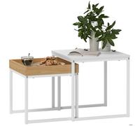 Lot de 2 tables basses gigognes - HOMCOM - carrée - style moderne - cadre en acier - blanc