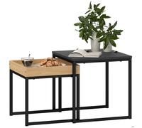 Lot de 2 tables basses gigognes - HOMCOM - carrée - style moderne - cadre en acier - noir