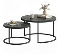Lot de 2 tables basses gigognes - HOMCOM - empilable - design industriel - pieds en métal - noir