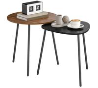 Lot de 2 tables basses gigognes - HOMCOM - style contemporain - cadre en métal - en forme ronde et triangulaire - noyer et noir