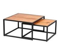 Lot de 2 Tables Basses Gigognes Métal et Bois - GHITA - ALTOBUY Marron G