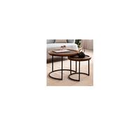 Lot de 2 tables basses gigognes rondes 60 et 44 cm aspect pierre