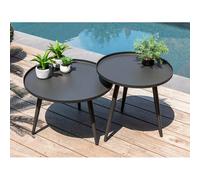 Lot De 2 Tables Basses Gigognes Rondes En Aluminium Grises Antiparos - Jardiline Multicolore