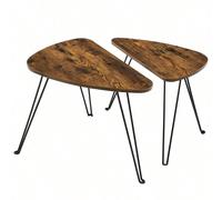 Lot de 2 Tables basses gigognes, style industriel, 60 x 38 x 47,5 cm, 52 x 31,5 x 42,5 cm, Marron Rustique et Noir LNT012B01 ÇA CHANGE ! Vous cherchiez des tables blanches ou noirs, rondes ou carrées 