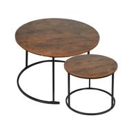Lot de 2 Tables Basses Gigognes, Tables Gigognes en Marbre pour Le Salon, la Chambre à Coucher, Petite Table Balcon avec Pied en Métal Noir (Marron foncé, Noir, 60*60*45cm & 40*40*38 cm)