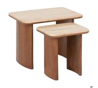 Lot de 2 tables basses Jivan Travertin bois L60/38cm - Atmosphera Créateur d'intérieur
