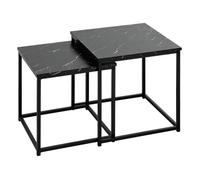 Atmosphera - Lot de 2 Tables Basses Gigognes Jones - Effet Marbre Noir, H 40 cm - pour Salon, Chambre, Bout de Canapé
