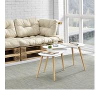 Lot de 2 Tables Basses Langesund Tailles Différentes MDF Pin Blanc [en.casa]