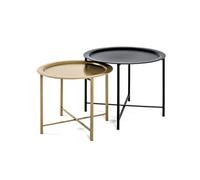 Lot de 2 tables basses LIROY en métal noir et doré