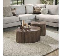 Lot de 2 tables basses organique 73 et 53 cm en teck marron - RIOZA
