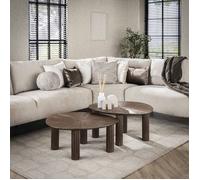 Lot de 2 tables basses organiques 71x61 cm en teck marron - RIOZA