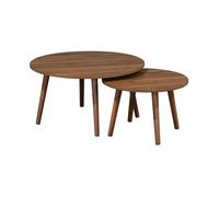 Alice's Home - Lot de 2 Tables Basses Rondes décor Bois de Noyer Népal