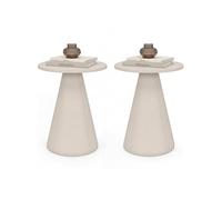 Lot de 2 Tables basses rondes ELEONORE 40 cm en métal beige Beige