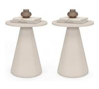 Lot de 2 Tables basses rondes ELEONORE 40 cm en métal beige Beige