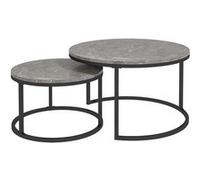 Lot de 2 tables basses gigognes - HOMCOM - empilable - design industriel - plateau imitation ciment - pieds en métal - gris