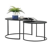 Lot de 2 Tables Basses Rondes Gigognes Capacité de Charge 20 kg Tables de Salon Robustes en Fer de Tailles Différentes Noir