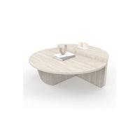 Lot 2 Tables Basses Rondes Guilia Asymétriques Effet Travertin