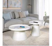 Lot de 2 tables basses rondes LOTUS/ Blanc