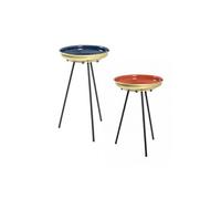 Lot de 2 tables coloris noir-bleu-corail-or en acier --