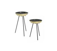 Lot de 2 tables coloris or-noir - H 56/66 x Ø 38/38 cm --