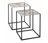 HAKU Lot de 2 tables d'appoint métal Bronze/Noir L35/40 H45/50 P35/40 cm Art déco