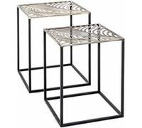HAKU Lot de 2 tables d'appoint métal Bronze/Noir L35/40 H45/50 P35/40 cm Art déco