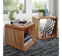 Lot de 2 tables d'appoint carrées en acacia massif - NASIK