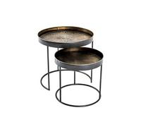 Lot de 2 tables d'appoint coloris noir-cuivré en métal --