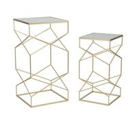 Lot de 2 Tables d'Appoint Design ""Glassy"" 100cm Or