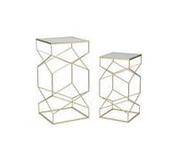 Lot de 2 Tables d'Appoint Design ""Glassy"" 100cm Or
