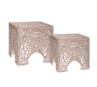 Atmosphera - Lot de 2 Tables d'appoint en Bois Blanchi