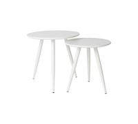 Lot de 2 tables d'appoint en bois blanc, gigognes, pieds métal poudré - White Label, Daven - 50x50x50 cm