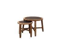 Lot de 2 tables d'appoint en bois de manguier marron, gigogne - Chehoma, Cap - 54x54x41 cm
