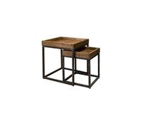 Lot de 2 tables d'appoint en bois de manguier marron, gigogne - Chehoma, Revol - 47x47x50 cm